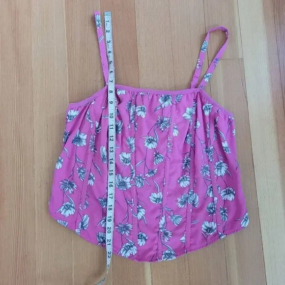 Torrid overlap pink‎ floral gin fizz top corset style tank straps festival - Picture 8 of 11